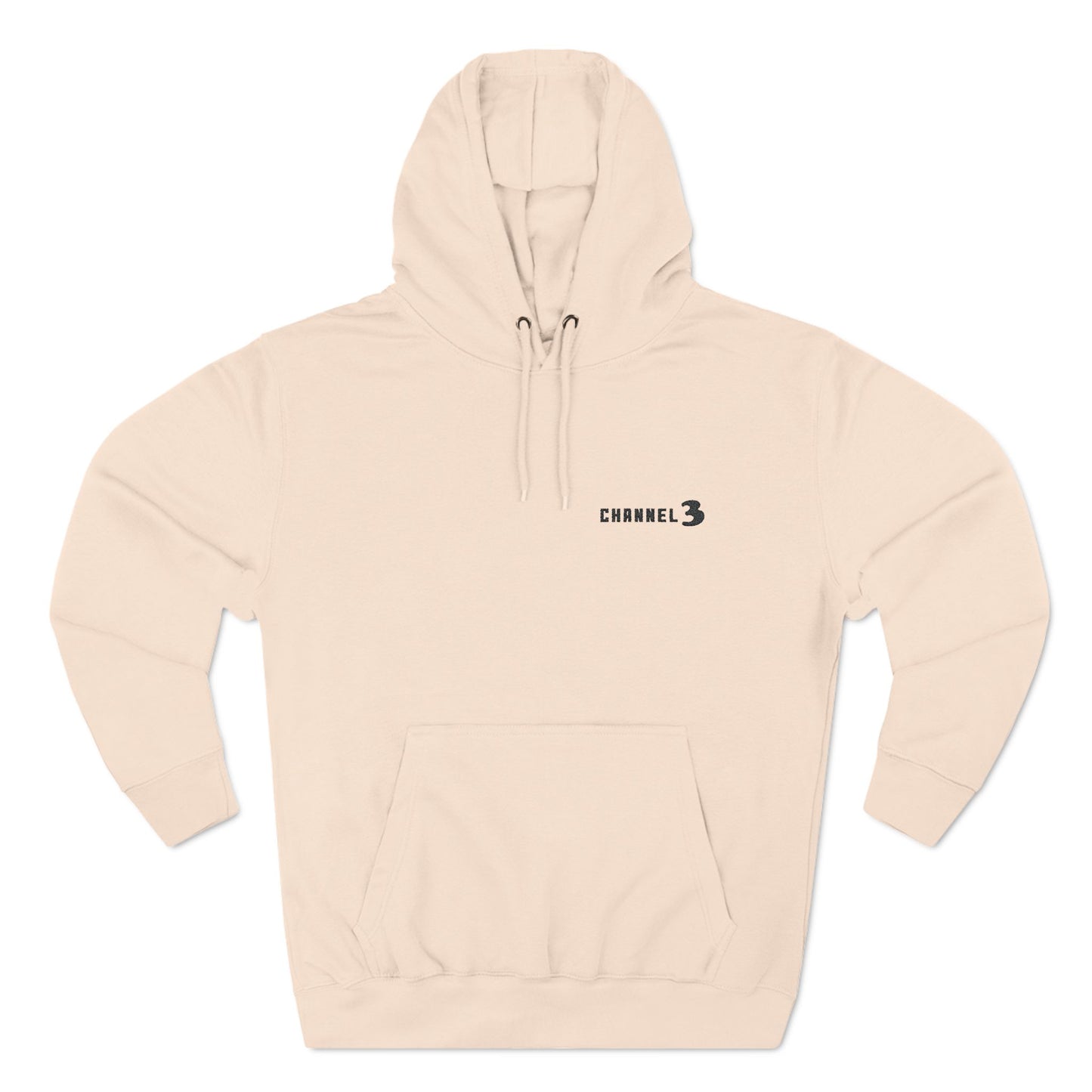 Channel 3 landscape fleece hoodie (black embroidery)