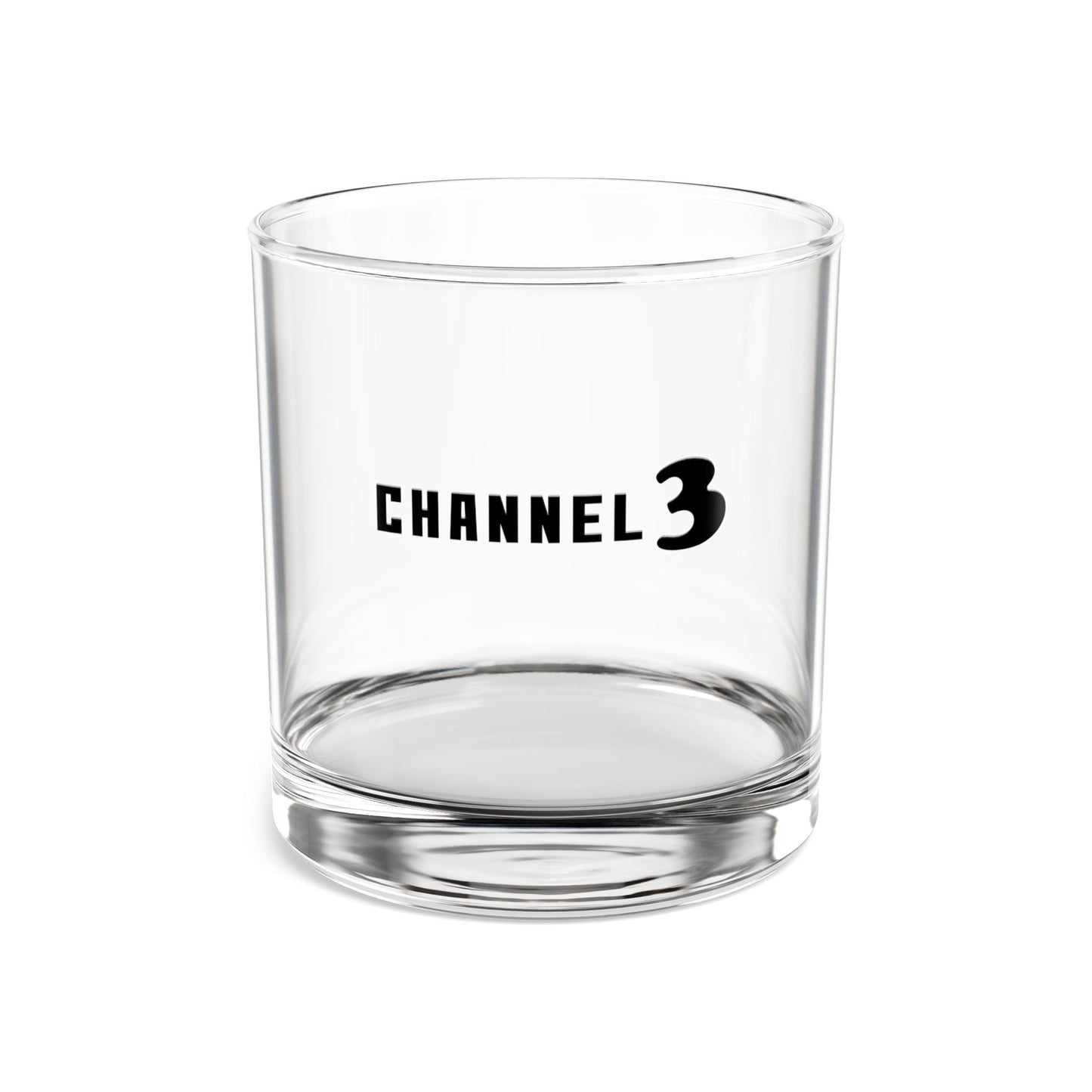 Channel 3 Black Logo Rocks Glass, 10oz