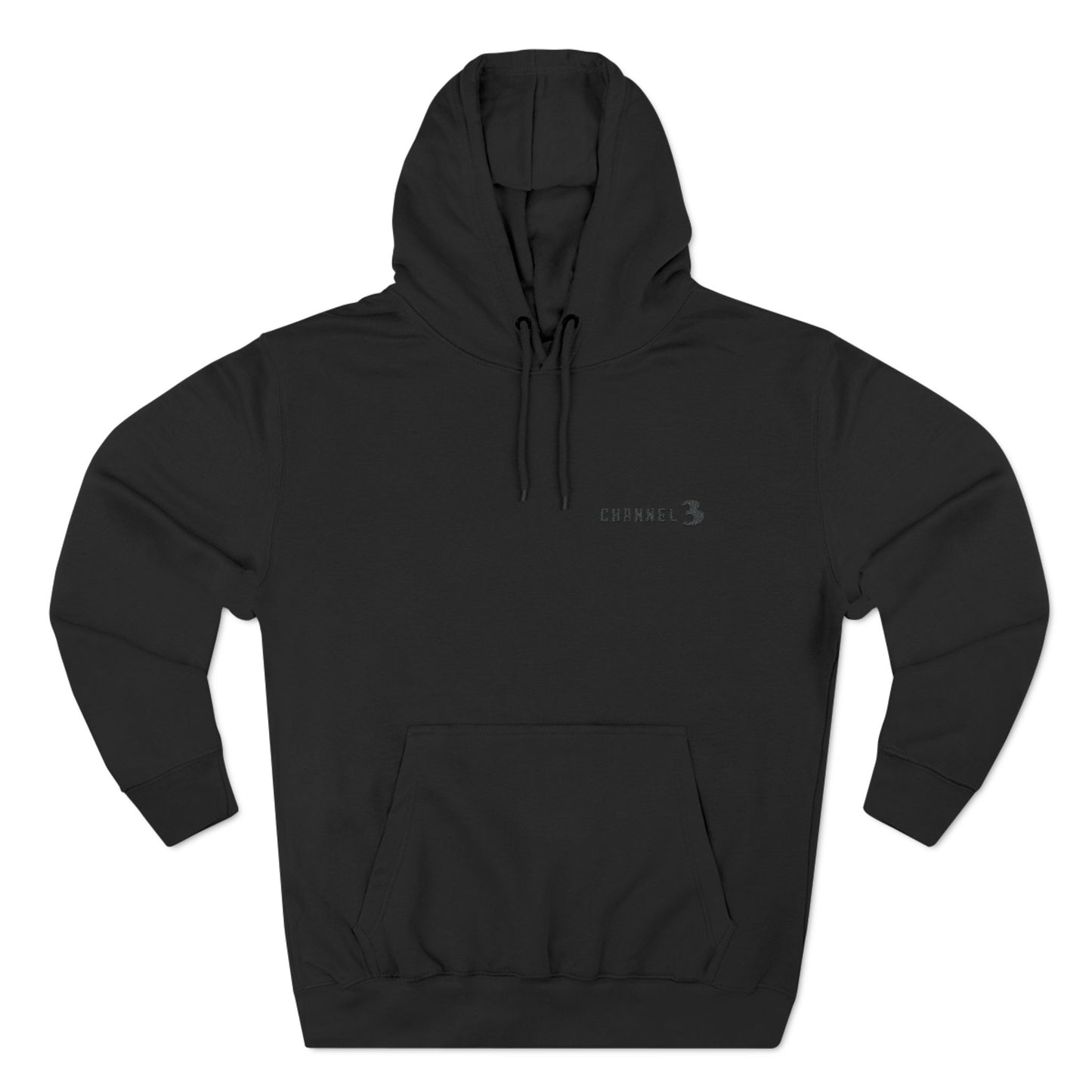 Channel 3 landscape fleece hoodie (black embroidery)