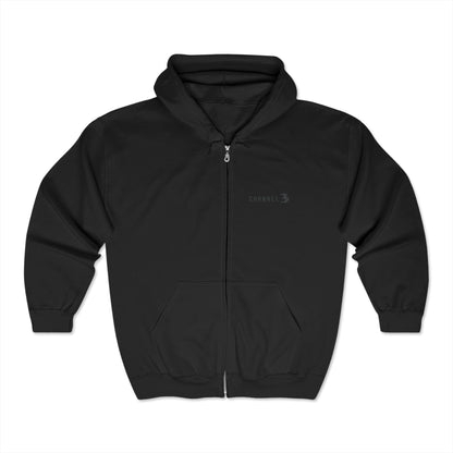 Channel 3 full zip hoodie (black embroidery)