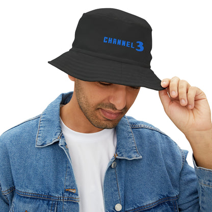 Channel 3 Bucket Hat - Black "Leather"