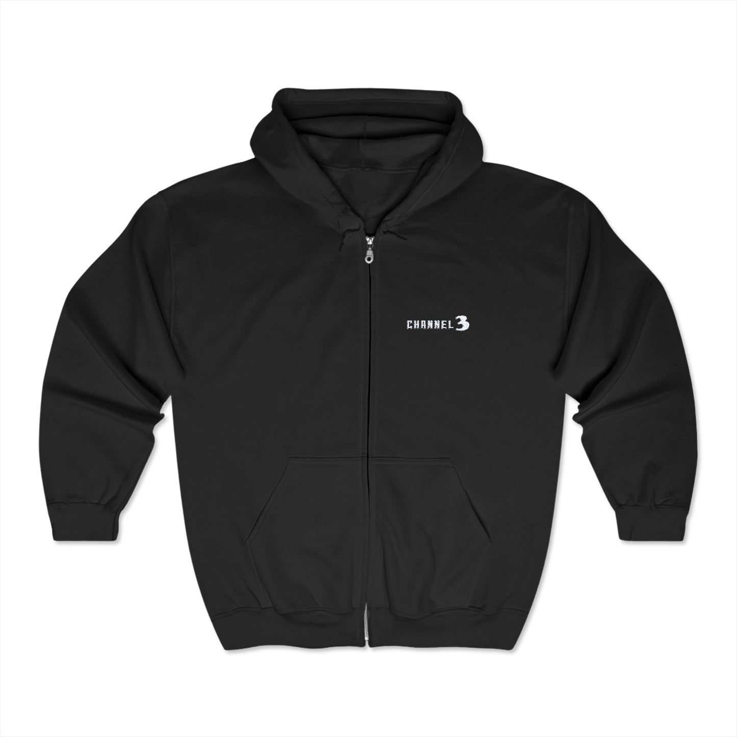 Channel 3 full zip hoodie (white embroidery)